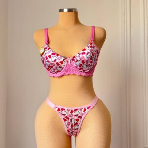 ست اسفنجی عروسکی فنر دار کیتی صورتی