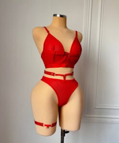 لباس خواب فانتزی گارتر لونه‌ زنبوری قرمز
