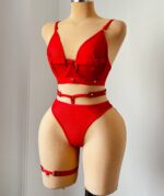 لباس خواب فانتزی گارتر لونه‌ زنبوری قرمز