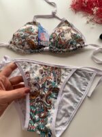 بیکینی طرح گل پشت گردنی بند گره ای کد 480