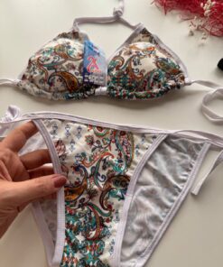 بیکینی طرح گل پشت گردنی بند گره ای کد 480